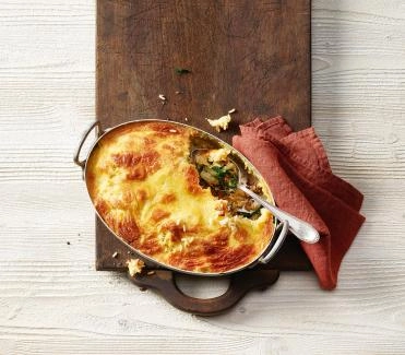Reisauflauf mit Krautstielen und Hackfleisch